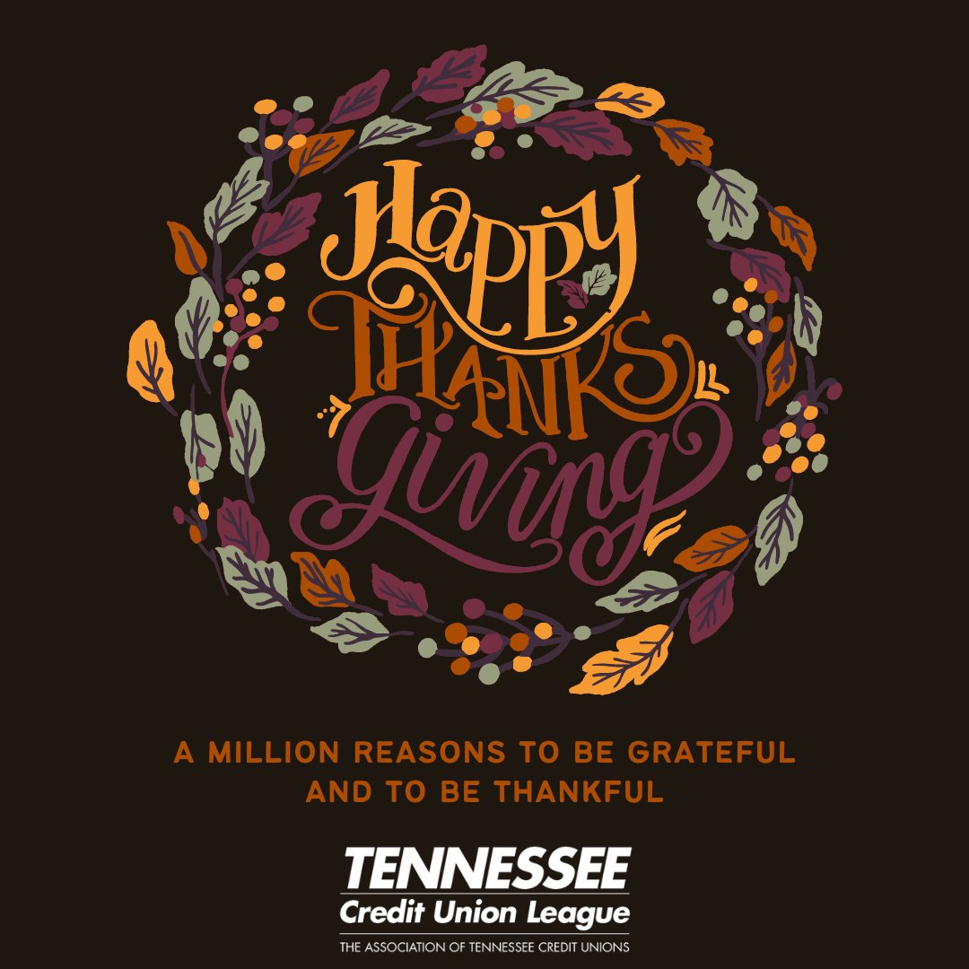 TNCULeague's tweet photo. Happy Thanksgiving from our family to yours.
#TNCreditUnions #CreditUnionDifference #TCUL #TNCreditUnionLeague #TNLeague #Thanksgiving https://t.co/KmsNc3pbDf