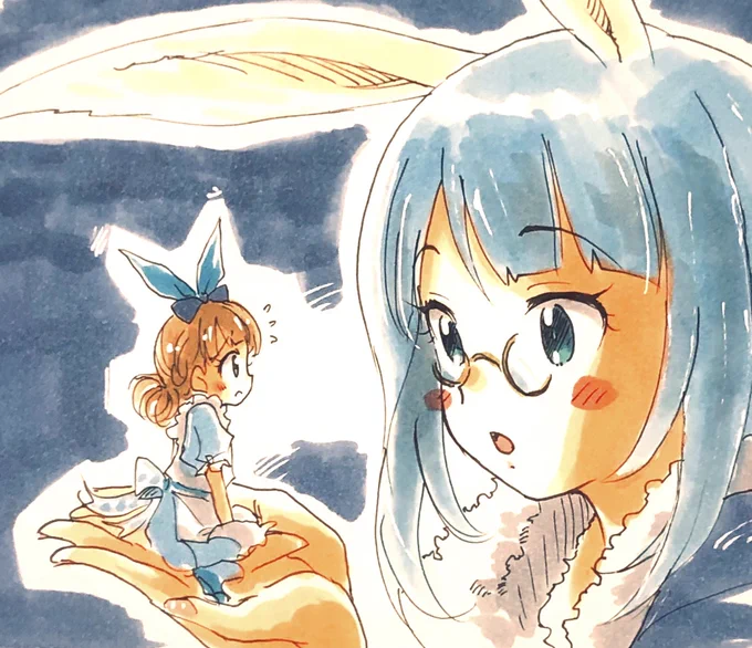 わんだらんどセンパイ。
ちっちゃいセンパイ。とでっかい白石ウサギ。 