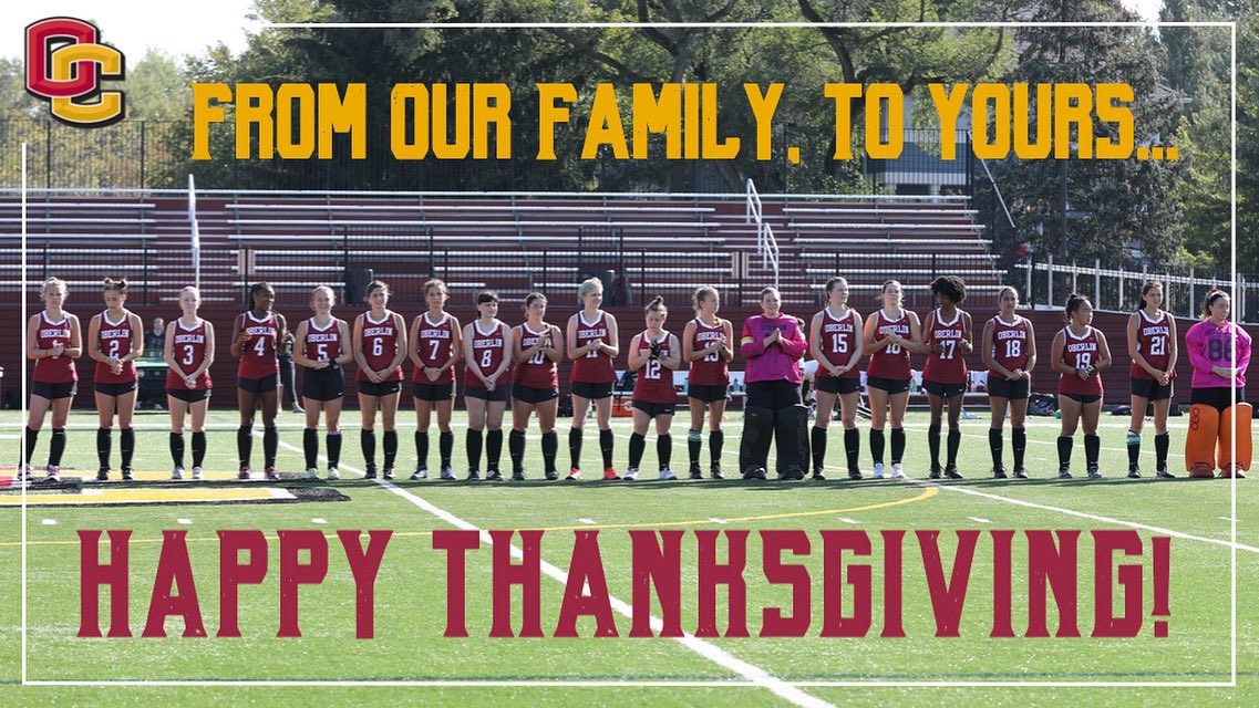 Yeo_FieldHockey's tweet photo. Happy Thanksgiving from OCFH! Thankful for our friends, family, and alumni near and far! ๐ฆ๐ #OCFH https://t.co/RRBXM3YYQa