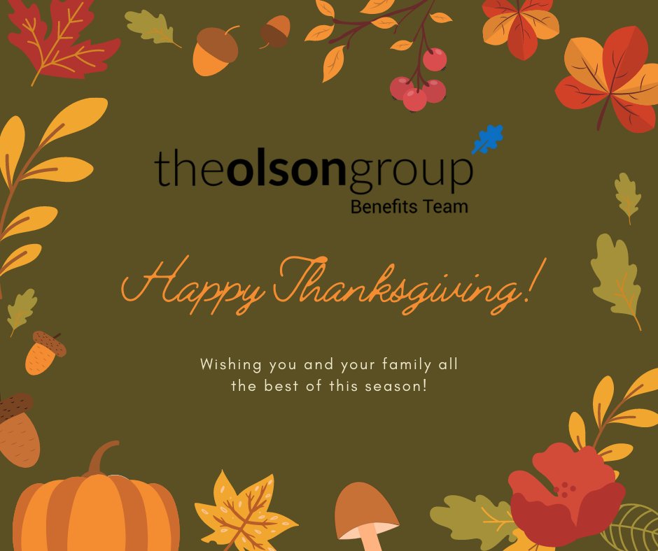 TheOlsonGroup's tweet photo. Happy Thanksgiving from The Olson Group!

As a reminder our office is closed today and tomorrow in order to celebrate the holiday with our families. We will resume normal business hours on Monday November 29th. https://t.co/3jdb3Bq29e