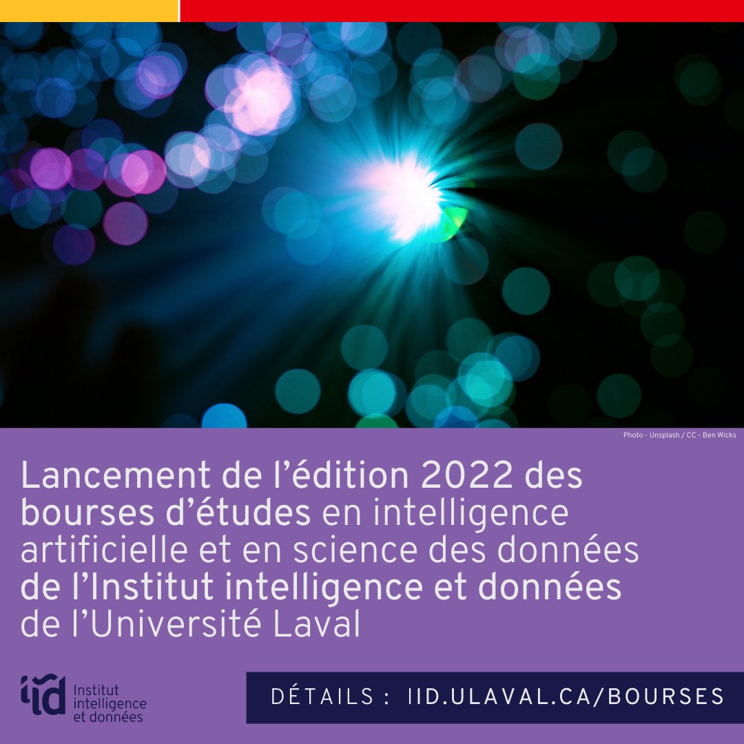 IID_ULaval's tweet photo. L'IID lance l’édition 2022 de ses bourses d’études en #IA et science des données qui visent à soutenir et stimuler la réalisation d’études aux cycles supérieurs ou de stages d’études de 1er cycle @universitelaval dans ces domaines clés. Détails >  https://t.co/e9IdgoXLNy https://t.co/O6yKm8vzAh