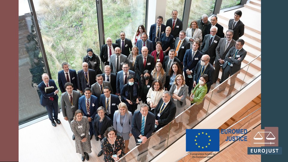 Eurojust's tweet photo. First cross-regional Strategic Plan for #JudicialCooperation was adopted during the 3rd EuroMed meeting of the Forum of Prosecutors General at #Eurojust.

Learn more about the two priority policy areas for judicial cooperation this plan focuses on👉 https://t.co/as9RWSLJDl https://t.co/m7VWrQOSlT