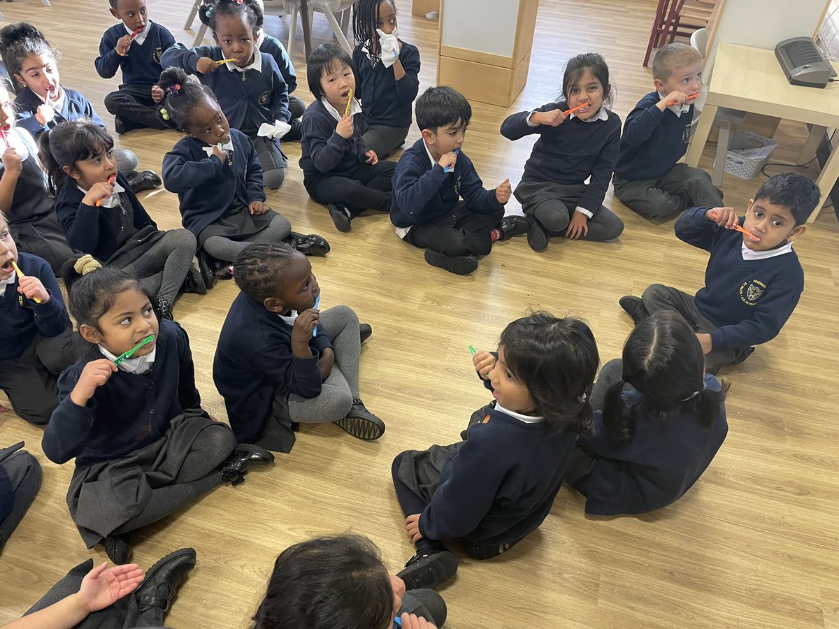 StPaulsBolton's tweet photo. We have started the Brush Bus in Reception. We enjoyed brushing our teeth for a full 2 minutes with our own named toothbrushes #eyfs #brushbus #healthyteeth https://t.co/7Ts2C3UcoP