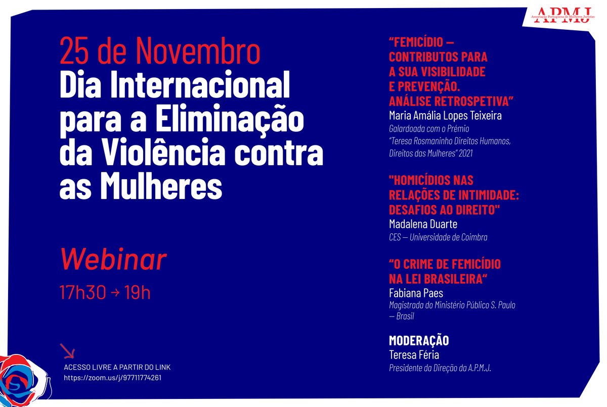 APMJsede's tweet photo. 25 de novembro 
Dia Internacional para a Eliminação da Violência contra as Mulheres  
Webinar  é hoje
Acesso livre a partir do link  https://t.co/sLyEJndoyK  
 #apmj #25novembro #eliminaçãodaviolênciacontraasmulheres #webinar https://t.co/R5MUU4ujiZ