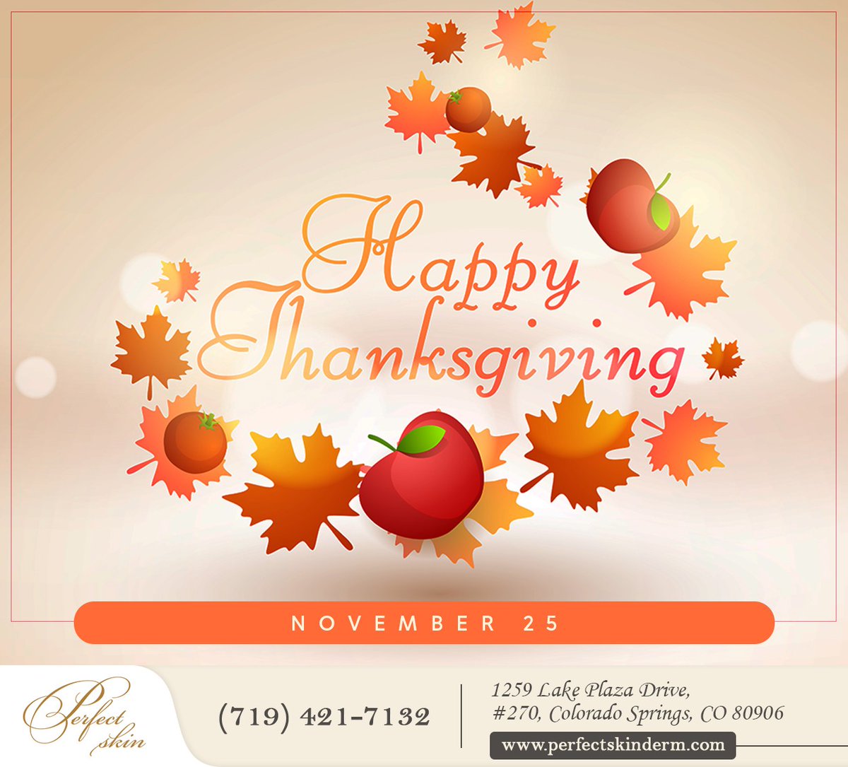 PerfectSkinMD's tweet image. We hope you all enjoy a fabulous #thanksgiving with all your friends and loved ones. #HappyThanksgiving #drsusanschroeder #coloradosprings #CO