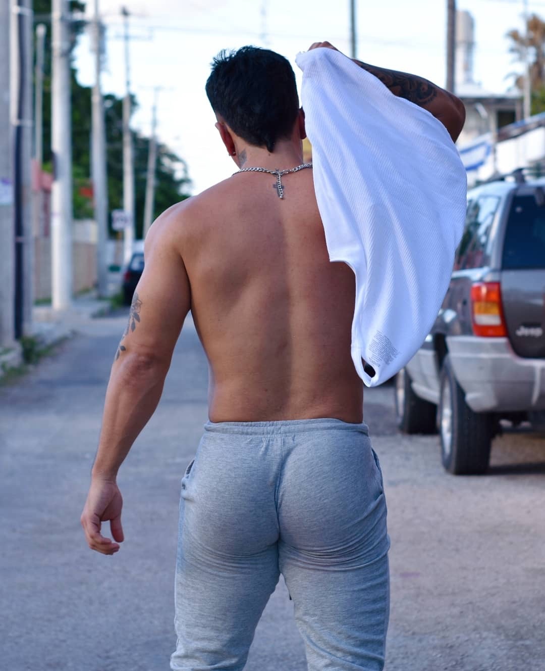 Hot men in grey sweatpants sale
