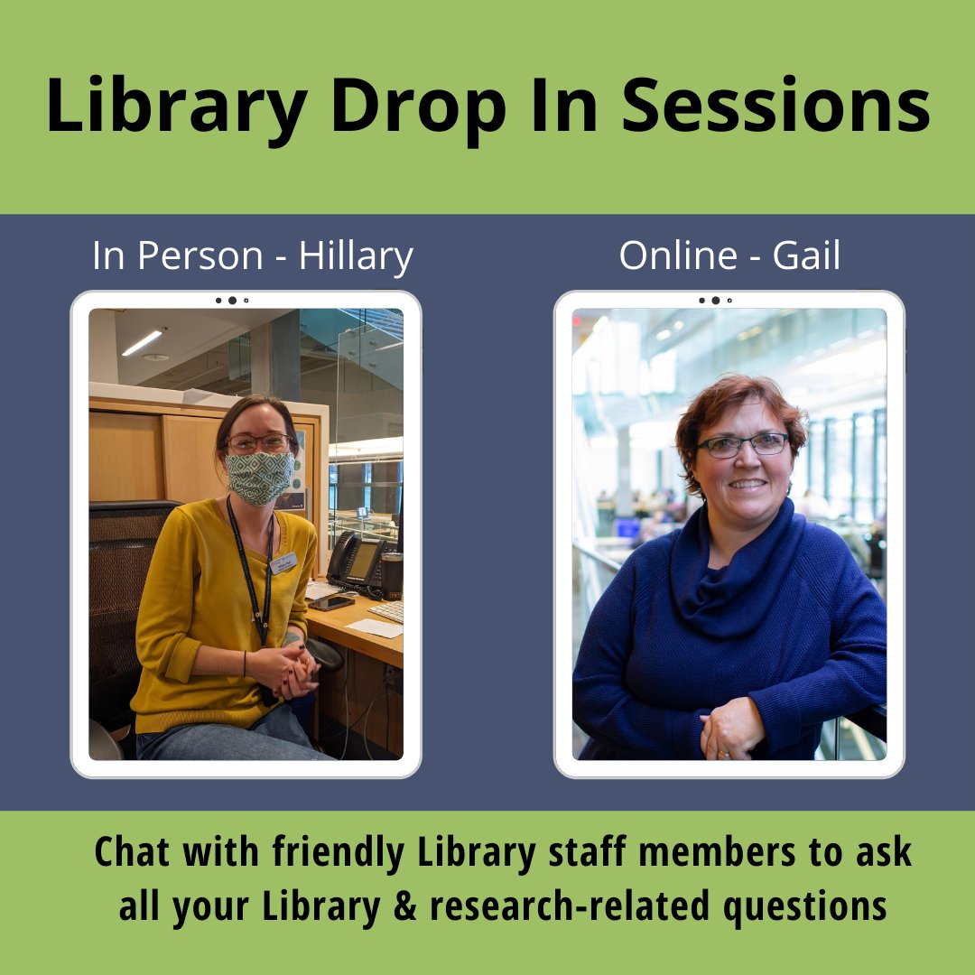 Library4NUCC's tweet image. Visit with Library Staff members at the Drop In Sessions at the Student Centre (Nipissing students) &amp;amp; virtually (for everyone) today from 12:30-2pm.

Virtual Link: bit.ly/3CqTx7p

#ResearchSupport #LibraryQuestions #Here4U

@NUSUtalks