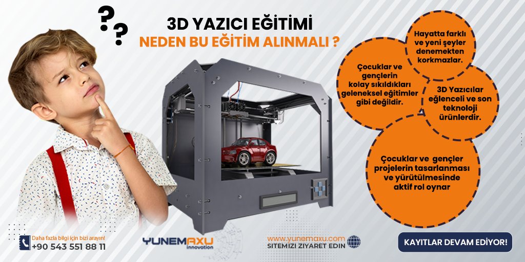 3D YAZICI EĞİTİMİ
▶Neden Bu Eğitim Alınmalı ?

Bilgi ve kayıt için;
0543 551 88 11

#ankara #çankaya #3dyazici #3dyaziciatölyesi #eğitim #kurs #3boyutluyazici #3boyutluyazıcıeğitimi #eğitimöğretim