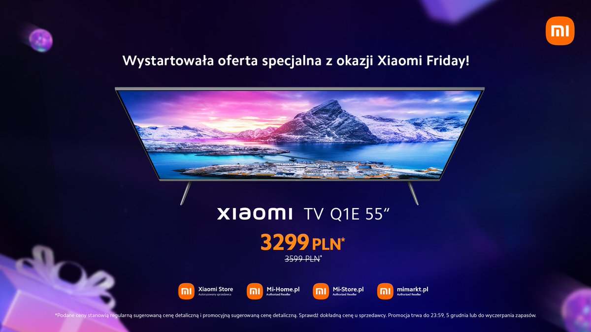 XiaomiPL's tweet photo. Obraz w 4K, szeroka gama kolorów, wsparcie HDR 10+ i Dolby Vision® i sterowanie głosowe z Asystentem Google. Przekonany? Wybierz #XiaomiTVQ1E55" w specjalnej ofercie na #XiaomiFriday! #ReadySetShop https://t.co/a6lHikSQTU