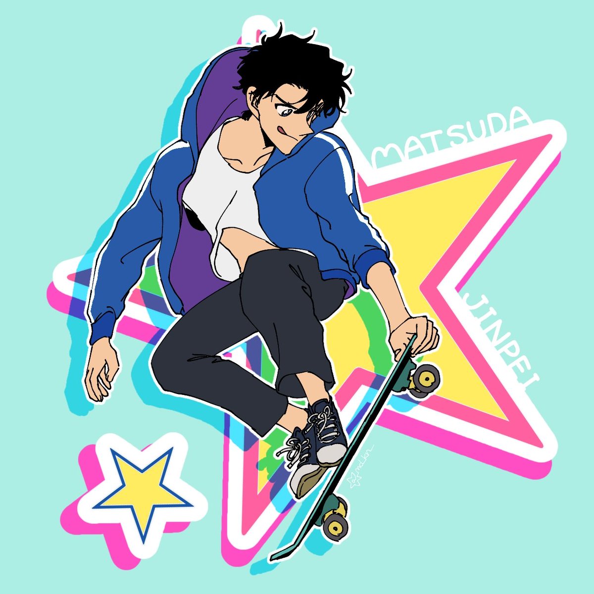 skateboard black hair solo shirt 1boy white shirt tongue  illustration images