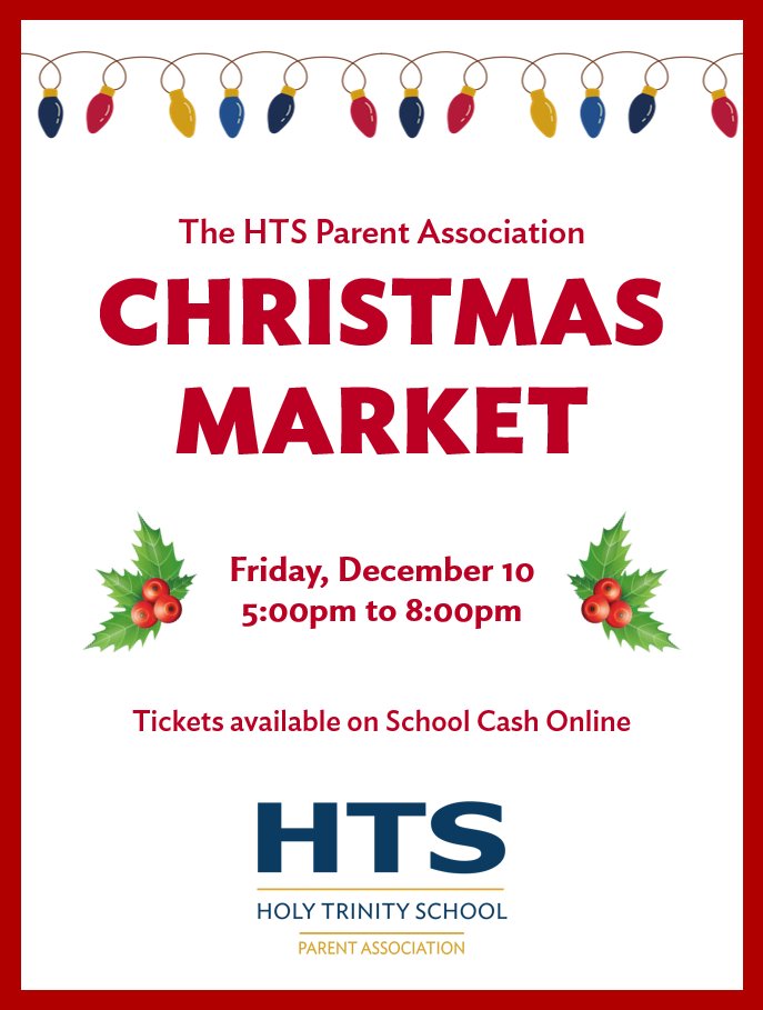 HTSParents's tweet image. We are thrilled to bring the joy of our annual HTS Christmas Market outdoors this year! Live music, photos with Santa, family activities, vendors from the HTS and local community, food trucks and much more! Purchase your tickets today at bit.ly/htsschoolcasho… #HTSChristmas