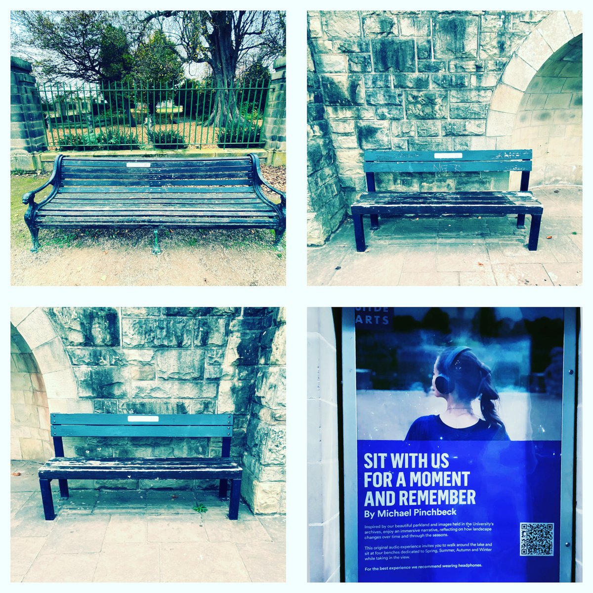 mdpinchbeck's tweet photo. Good to see Sit with us for a moment and remember poster @LakesideArts @UniofNottingham. Visit the benches for Spring, Summer, Autumn and Winter around the lake and see how the work changes with the seasons. More information: https://t.co/80h5mfLJ4H Video: https://t.co/GbiZutTH3W https://t.co/wCmON4sCef