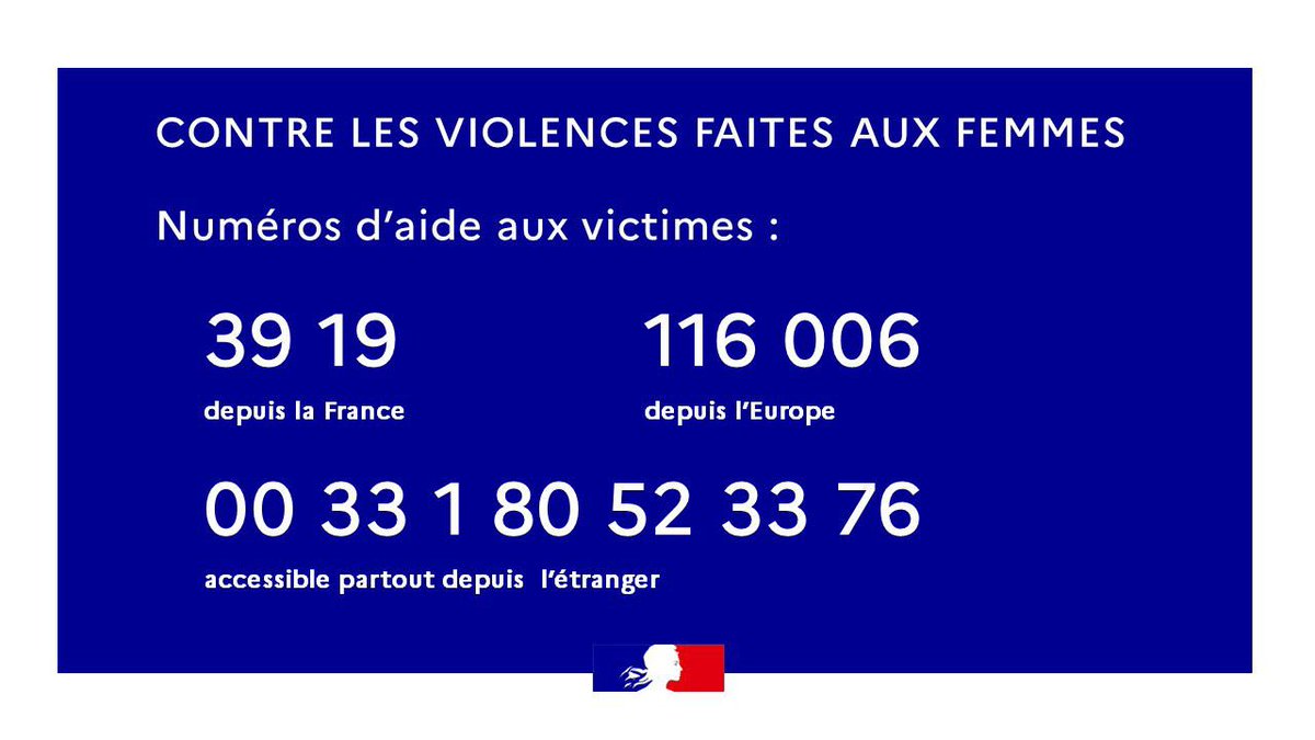 JBLemoyne's tweet image. #NeRienLaisserPasser | Contre les violences faites aux femmes, tous mobilisés ! C’est aussi le cas pour nos compatriotes Françaises établies à l’étranger. Le réseau consulaire 🇫🇷 et les numéros d’urgence sont accessibles pour tout signalement ⤵️
☎️+33180523376