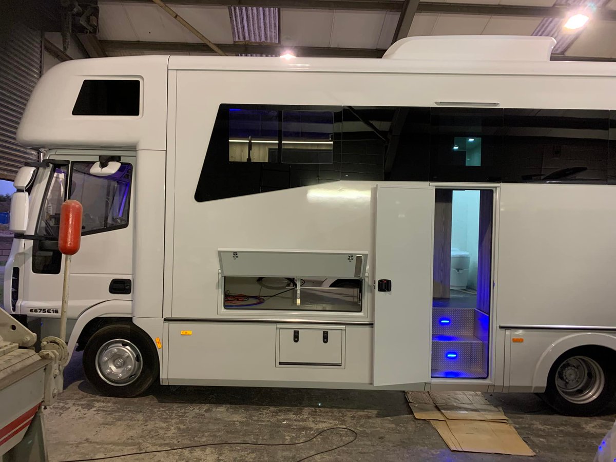 CJStonemasonry's tweet photo. A returning customer asked us to install worktops in their horsebox in 12 mm Fugen Black Mirror with @1810co black Purquartz sink and tap.
We also made a tabletop to go on a hydraulic leg.
https://t.co/EgK6HoxIq8
#quartzworktops #horseboxinterior #cjstonemasonry https://t.co/iqPwwwucpF