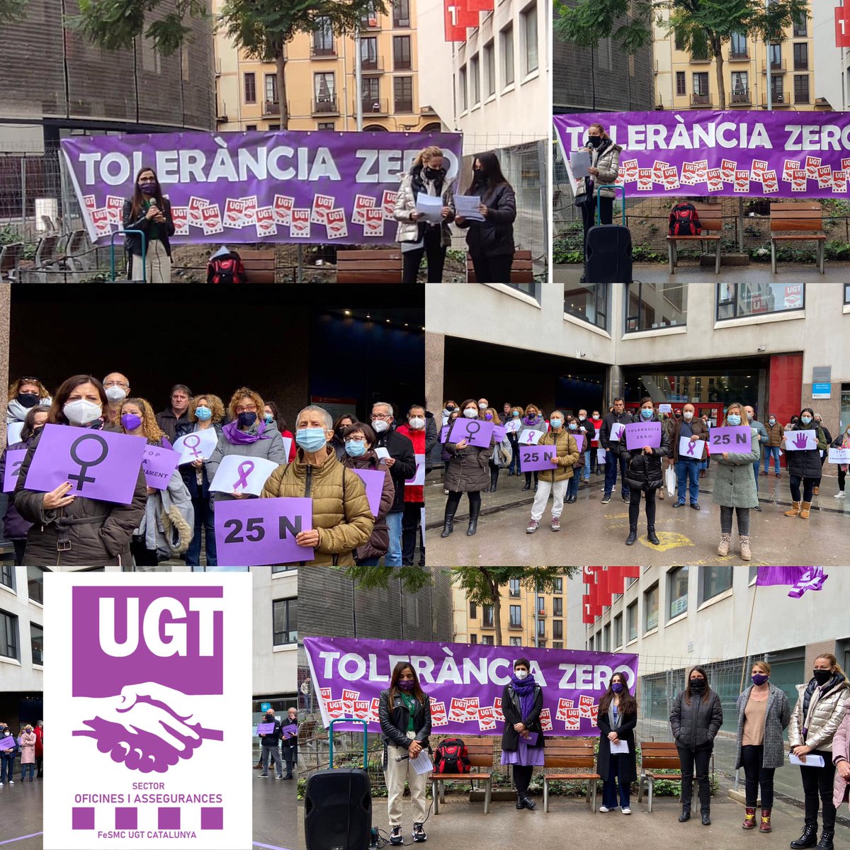 UGTAbaiBCN's tweet photo. 💜 #25N Concentració davant la seu de la #UGTCatalunya a Rambla del Raval. 
#ToleranciaZero #EspaiSegur #ProuViolènciesMasclistes #NialaFeinaNienLloc #StopAssetjament #AssetjamentSexual #AssetjamentperRaódeSexe #VivesiRebels  #BretxaSalarial #sectoroficinesiassegurances https://t.co/BFqigwT8LT