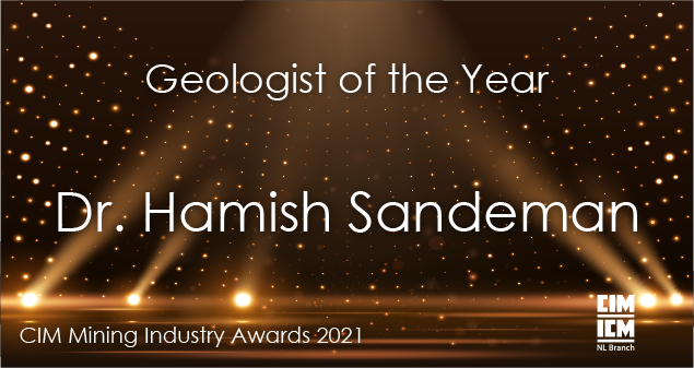MRRNL's tweet photo. 2021 Geoscientist of the Year: Dr. Hamish Sandeman, Project Geologist w/ the Geological Survey of #NewfoundlandAndLabrador.  An outstanding #Geologist, his research has contributed significantly to understanding of the of #PreciousMetal #Mineralization in NL. Congratulations! https://t.co/nIe7yV7ibO