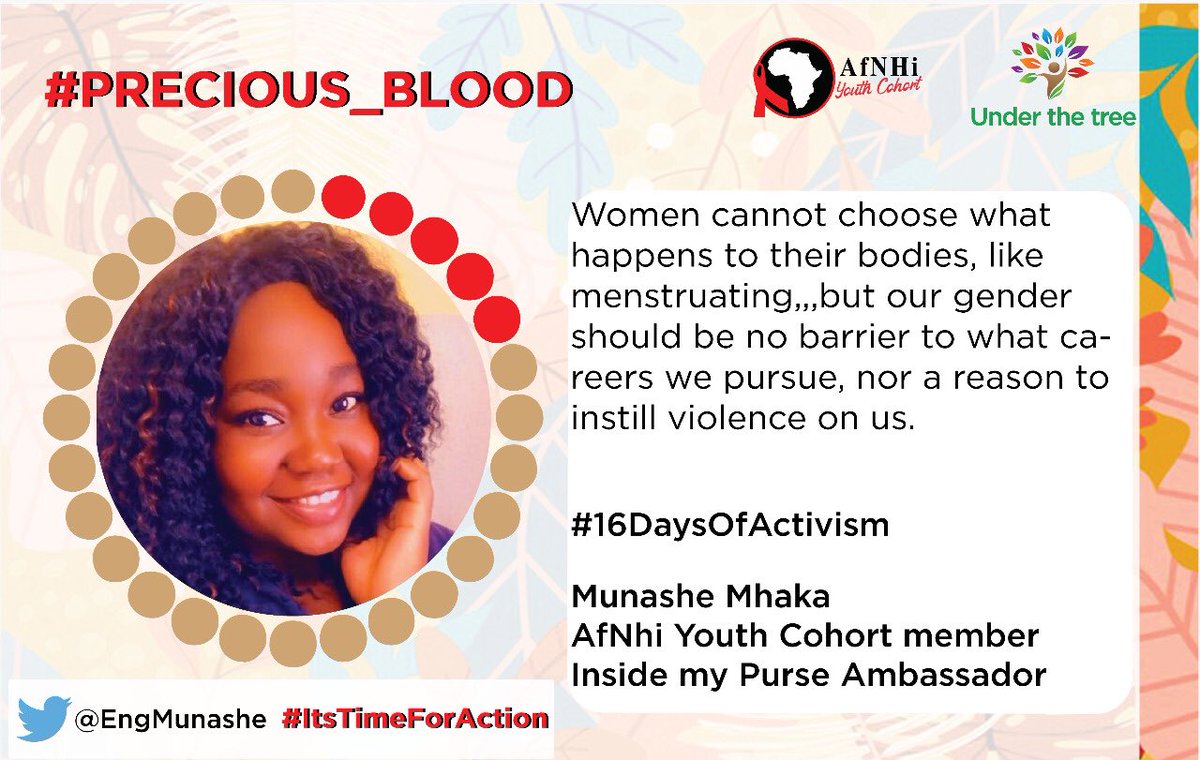 EngMunashe's tweet photo. This 16 days of activism, we want bodily autonomy and integrity for everyone who is vulnerable to Gender Based Violence!#16Days #Precious_Blood #itstimeforaction @AfNHi_Tweets @WACI_Tweets @SAYWHATOrg @MwanasikanaW @unwomenNG @GFadvocates @UNFPA https://t.co/OcakkvckvQ