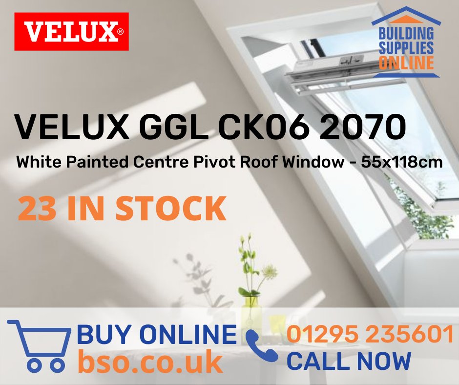 ❗️ We have 23 VELUX GGL CK06 2070 White Painted Centre Pivot Roof Window - 55x118cm in stock ❗️

💻 Buy online bit.ly/GGLCK06070
📞 Give us a call 01295 235601

Available for delivery or collection from our warehouse 😍
