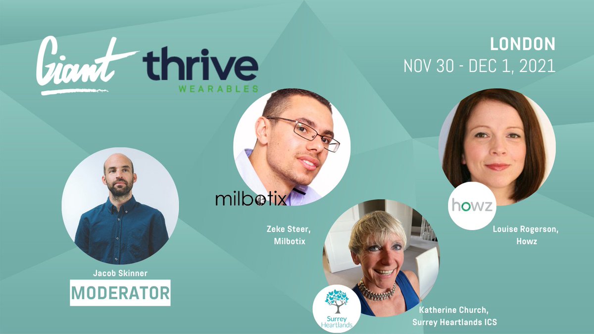 GIANT Health Event (@giant_health) on Twitter photo Supporting better #ageing through #wearable #technology at #GIANT2021
📅Dec 1,15:30-17:00
Can we extend & improve life with #wearable technology?
Jacob Skinner <a href="/ThriveWearables/">Thrive Wearables</a>
Zeke Steer,Milbotix
<a href="/louise_rogerson/">Louise Rogerson</a> @GetHowz
Katherine Church <a href="/SurreyHeartland/">Surrey Heartlands Health and Care Partnership</a>
giant.health/real-world-evi… Supporting better #ageing through #wearable #technology at #GIANT2021
📅Dec 1,15:30-17:00
Can we extend & improve life with #wearable technology?
Jacob Skinner <a href="/ThriveWearables/">Thrive Wearables</a>
Zeke Steer,Milbotix
<a href="/louise_rogerson/">Louise Rogerson</a> @GetHowz
Katherine Church <a href="/SurreyHeartland/">Surrey Heartlands Health and Care Partnership</a>
giant.health/real-world-evi…