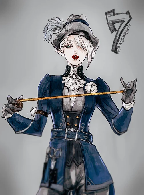 #墓BAR画廊_曉月CD #FF14 
アーリーアクセスまであと7日!
本日は、公式SSにあった裁縫AFのエレゼンお姉様。 