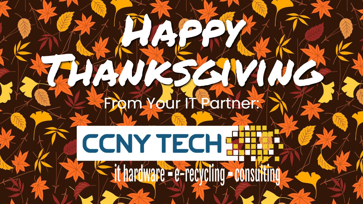 CCofNY's tweet photo. Happy Thanksgiving from our CCNY Tech family to yours! We are closed today and tomorrow so our dedicated employees can be with family and friends on this special holiday. We are very THANKFUL for all your customers in 2021. https://t.co/aDpHTpmd9u