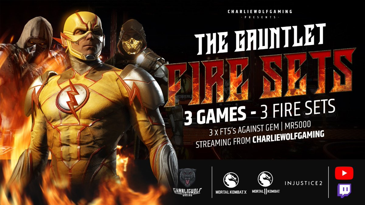 CharlieWolfGam1's tweet photo. Watch @TeamGematrix very own @JustinBanda17 (Mr5000) as he runs the 🔥 gauntlet. 3 x FT5s; 3 x Opponents; 3 x FGC Titles.
#MXKL
#Injustice2
#MK11
All the action will happen at 8pm (CAT) tonight; on YouTube and Twitch. Only on CharlieWolfGaming
#PlayStation
#FGC https://t.co/ZZ29EiVn8Z