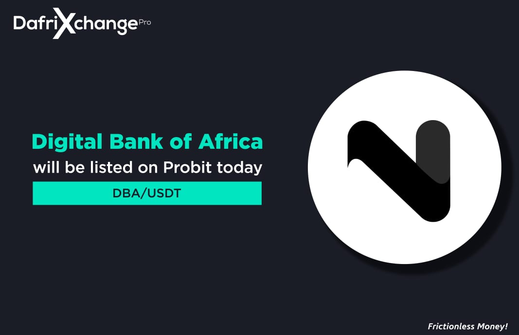 DBACurrency's tweet photo. Digital Bank of Africa (#DBA) will he listed on @ProBit_Exchange on the 26 of November 

Trading Pairs: DBA/USDT

https://t.co/j2Q2s6IbVH https://t.co/SKou70zkBj