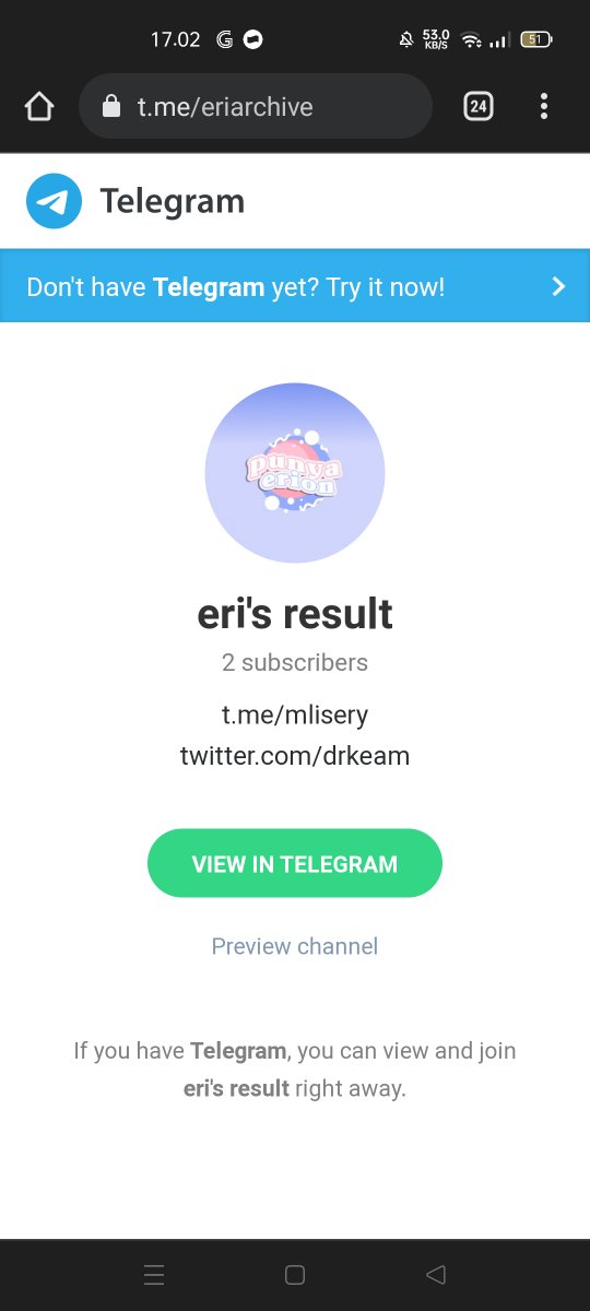 ckelini's tweet photo. @beamessages kamu buka link channelnya pake chrome, kalau kamu udah punya aplikasi telenya pake tab samaran biar ga diarahin ke apknya. nanti pencet preview channel, bagikan trus copas link https://t.co/oj0xaD7Lx0
