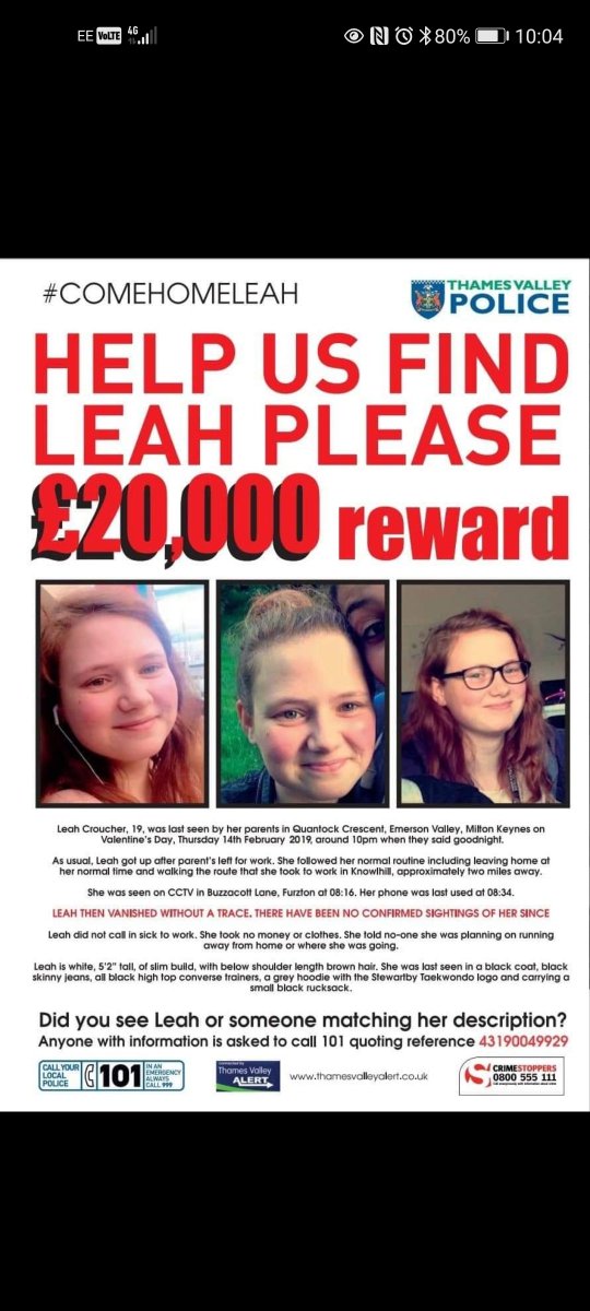 cjoyce8476's tweet photo. Let's share far and wide someone knows something #comehomeleah https://t.co/a1qwVlEthr