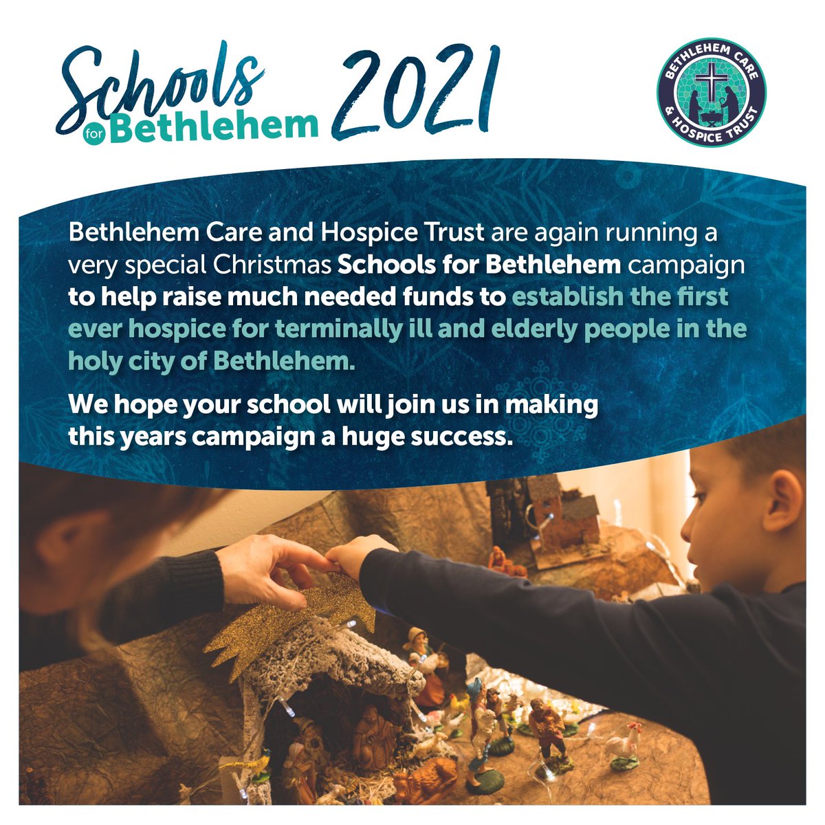 BethlehemCHT's tweet photo. Will your school be interested in this years #schoolsforbethlehem ?

@StBrigidsPS @StThomasCant @stjdinnington @StJoesPutney @st_maries @HallamDiocese @StMarys_CHS https://t.co/4jF1IVT91n