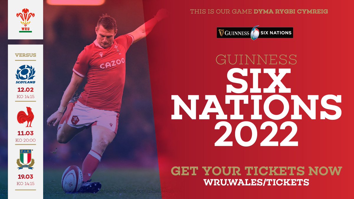 WelshRugbyUnion's tweet photo. 🎫TICKETS NOW ON SALE for next years Guinness Six Nations!
Secure your seat to watch Wales defend their champonship ➡https://t.co/9kVzkIzmgS
Wales take on Scotland, France and Italy at home! 🏟 https://t.co/oDPDMGAM1Z