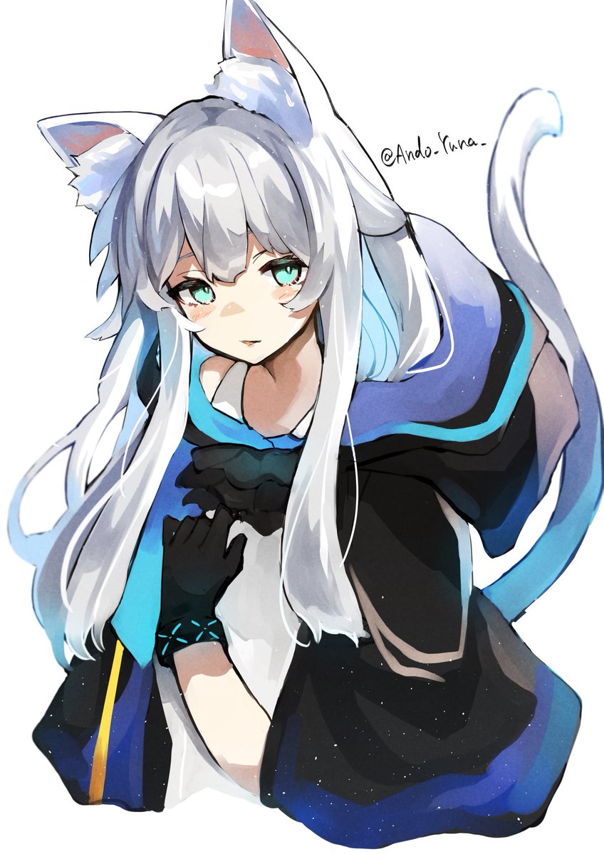 rosmontis (arknights) 1girl animal ears solo cat ears tail cat tail long hair  illustration images