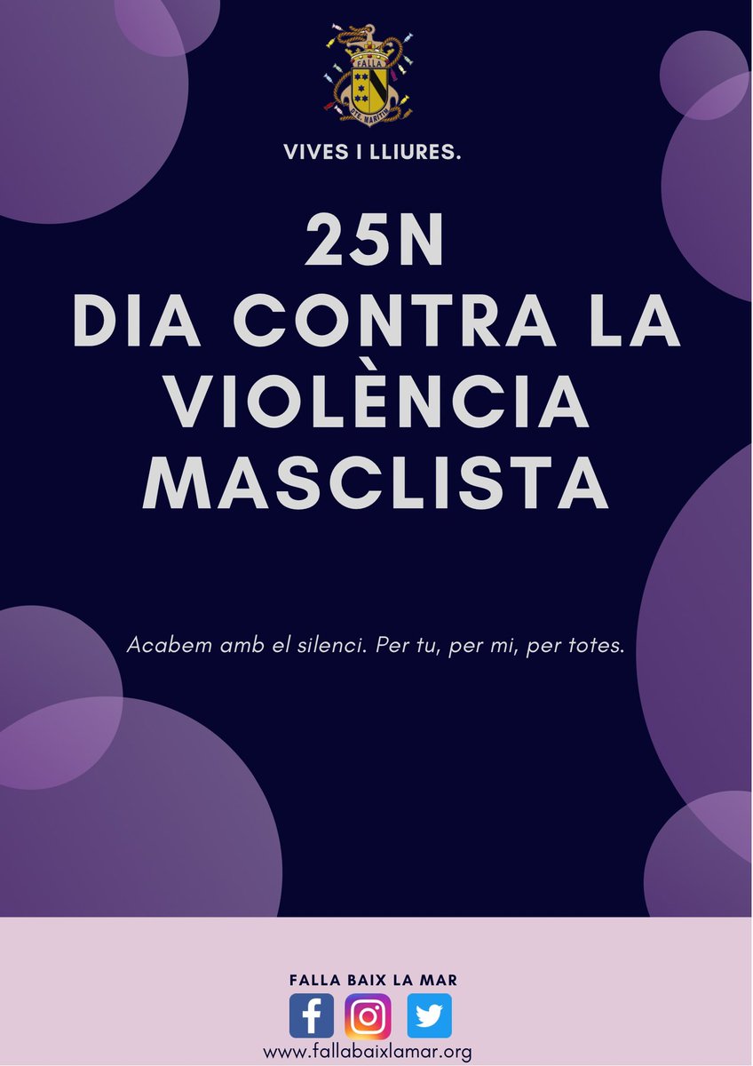 FallaBaixLaMar's tweet photo. Des de la #fallabaixlamar ens unim un any més en contra de la violència masclista, donant el nostre suport, i animant aquelles dones a què alcen el vol i siguen lliures. 💟 #25N #diainternacionalcontralaviolènciadegènere #siellesfallennohihafalles #blmamblaigualtat #blm2022 https://t.co/sULQjBJatg
