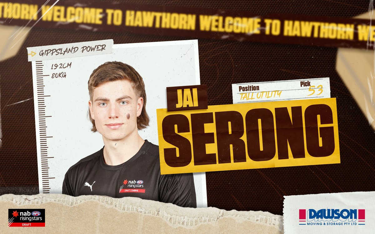 Serong the right pick for the Hawks! 💪 Welcome Jai! 🤗 📝 : bit.ly/3oWBP73