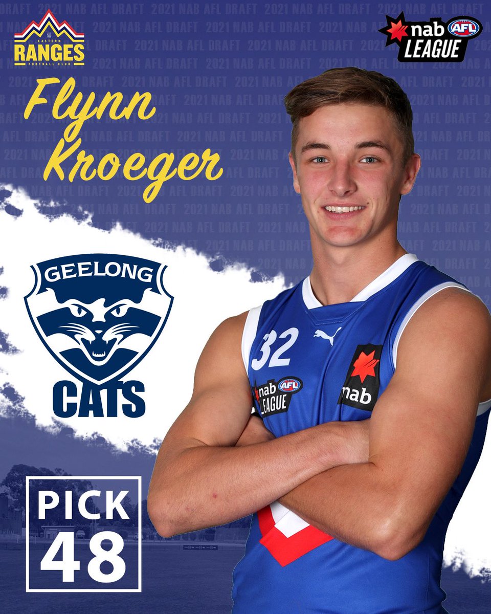 JedLanyon's tweet photo. Eastern Ranges player Flynn Kroeger is heading to Geelong!

Flynn becomes a Cat at pick 48 🐈‍⬛ https://t.co/msgMMYqIWk