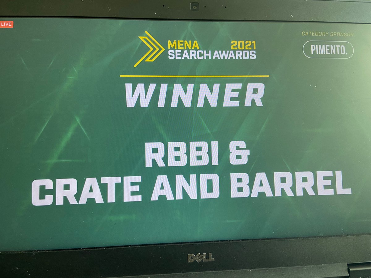 RBBideas's tweet photo. We���re back 😍 winning the first award for Best Use of Search - Retail / Ecommerce SEO. Congrats to our superstar SEO team 🤩 #menasearchawards https://t.co/esJkCRqm5b