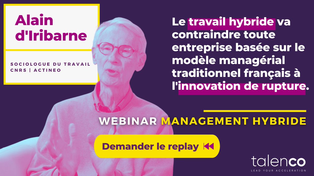 REPLAY ⏮ webinar #management hybride et retour au bureau : 45 min de témoignages #RH et partages d'expériences avec l'analyse ⚙️ du sociologue du travail Alain d'Iribarne <a href="/Actineo_fr/">Actineo</a> 👉 bit.ly/3m0kubT

#DRH #manager #télétravail #FutureOfWork