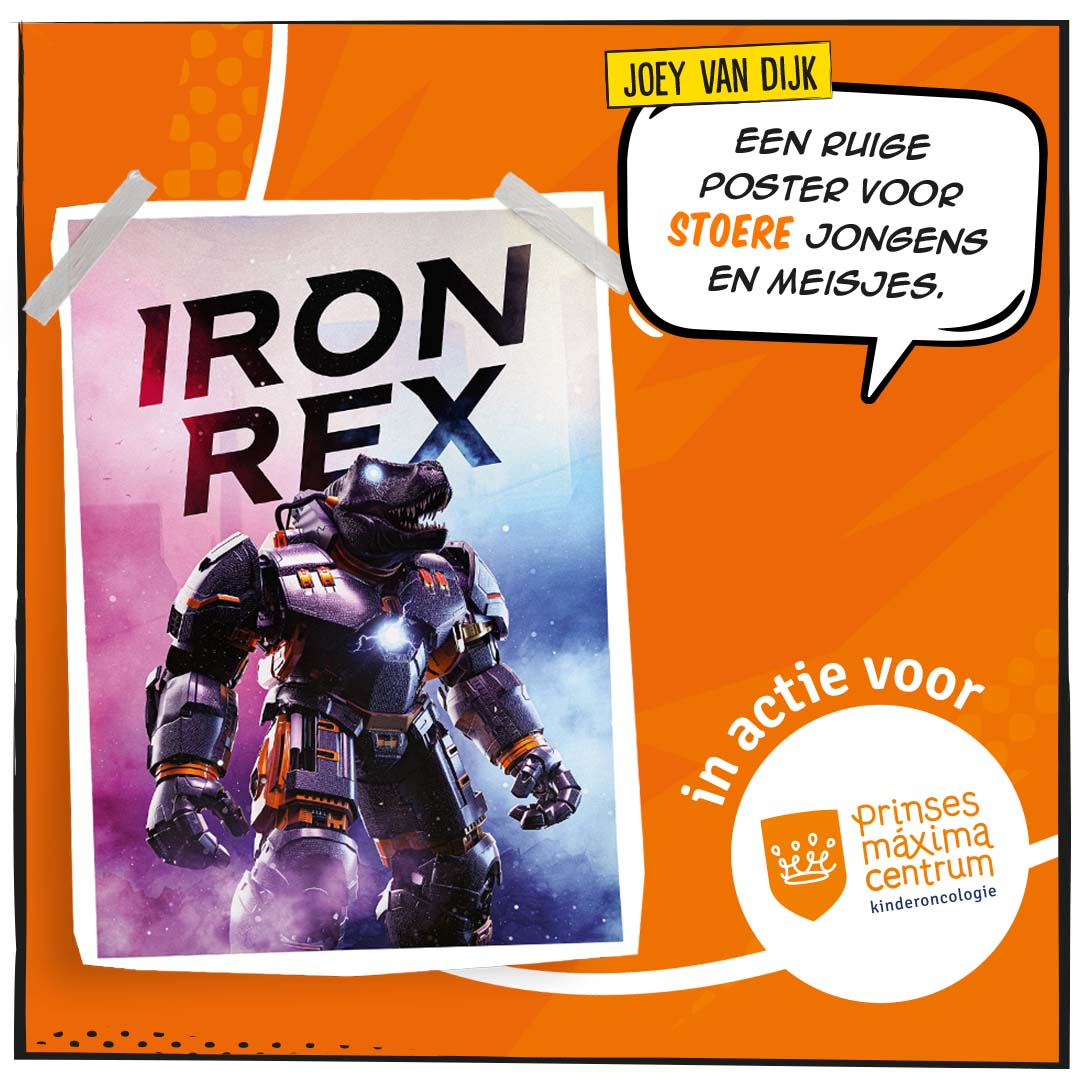 De superheld van grafisch vormgever Joey van Dijk is wel de ruigste van de twaalf. “Het is een mix tussen Iron Man en een T-Rex, oftewel "Iron-Rex". Heel goed gevonden, I know…” 🦖

Check Joey's poster voor het #PrinsesMáximaCentrum hier: drukwerkdeal.co/32zUput
