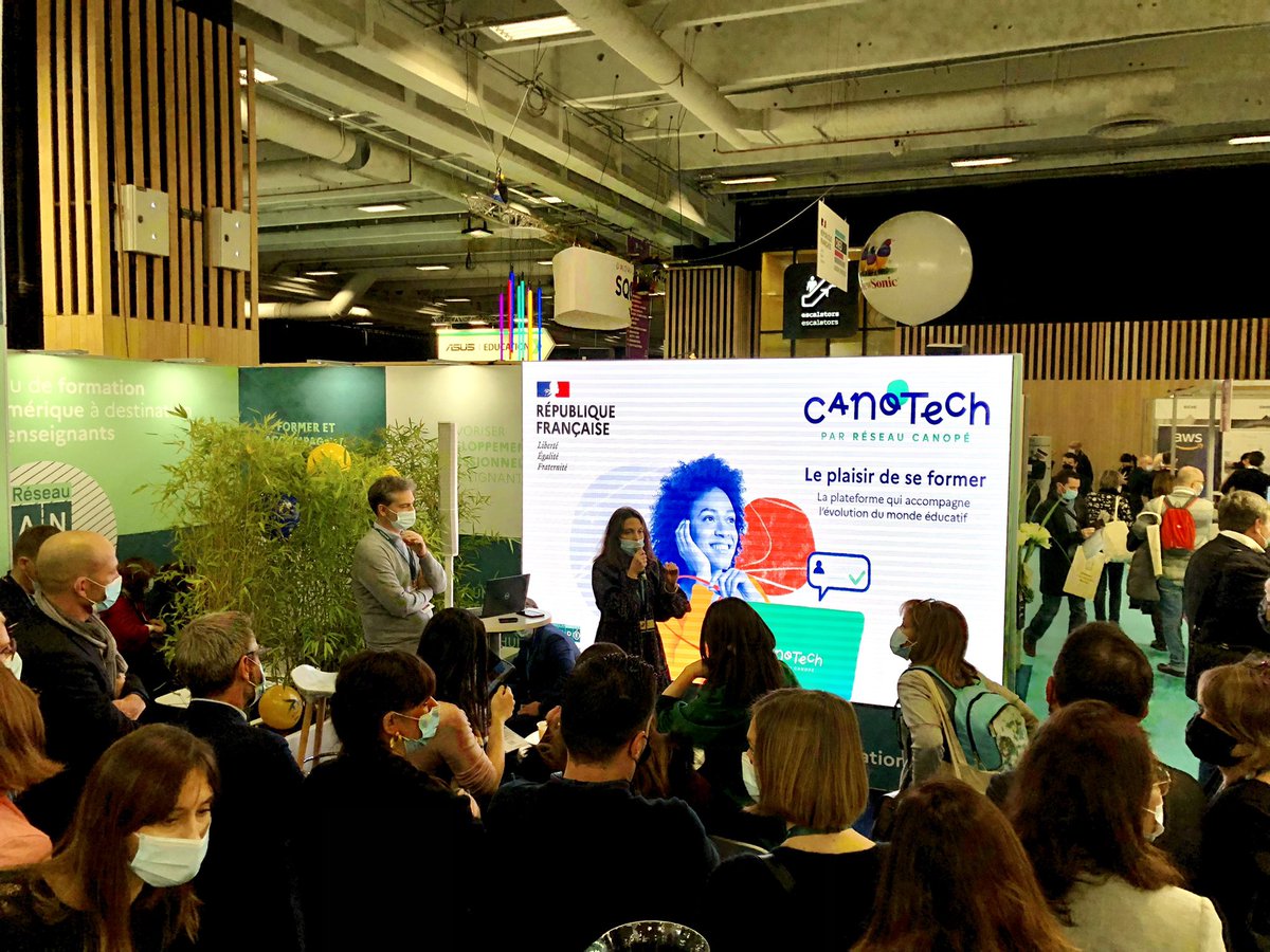 reseau_canope's tweet photo. 🎙Présentation de la nouvelle version de #Canotech sur le stand G28 @educatectice.
📣 Nous recherchons des #betatesteurs pour tester le futur espace personnel pour les #enseignants, contactez-nous !
https://t.co/YpWlm9wmfK https://t.co/fhfuC09hlb