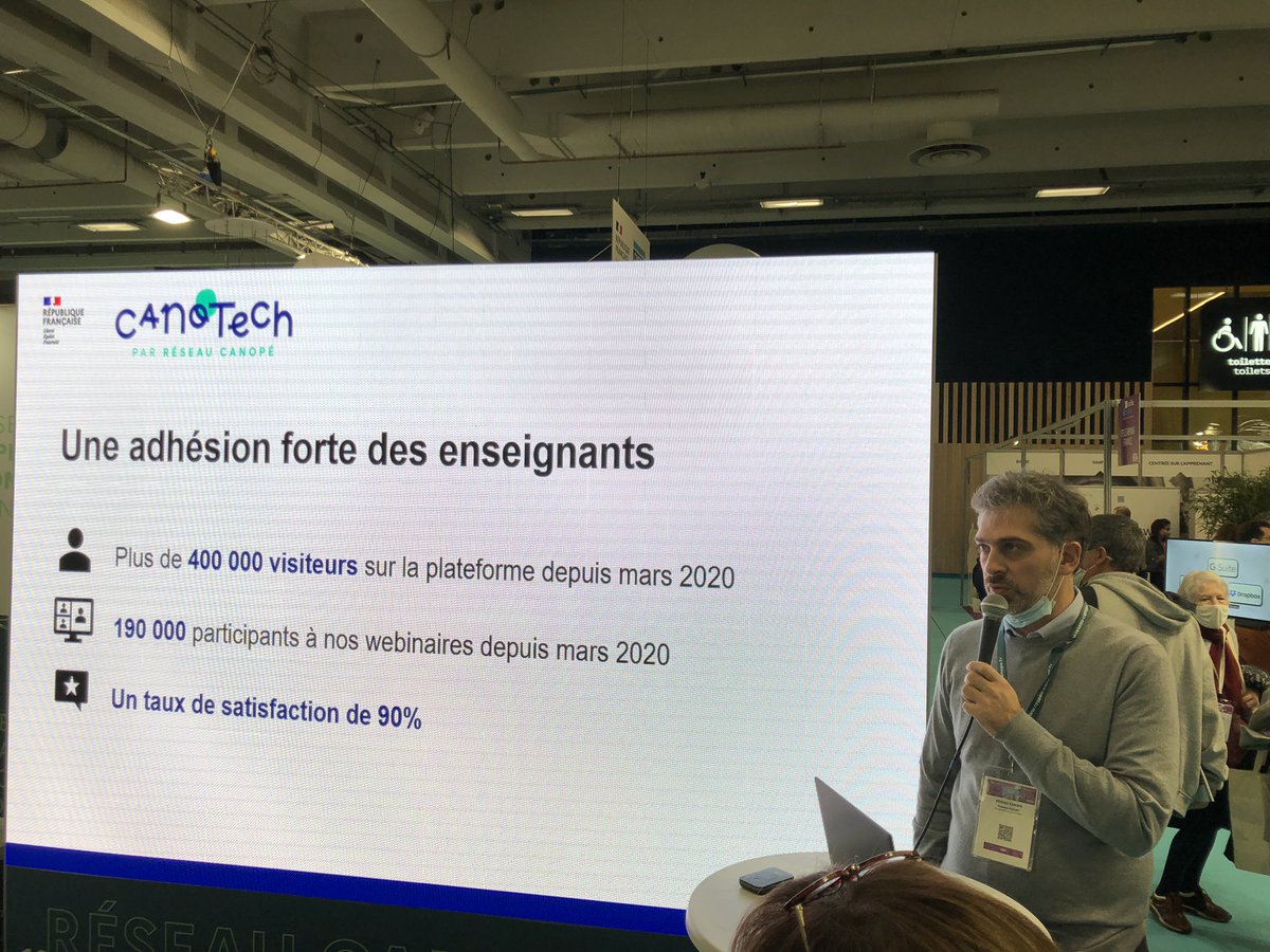 reseau_canope's tweet photo. 🎙Présentation de la nouvelle version de #Canotech sur le stand G28 @educatectice.
📣 Nous recherchons des #betatesteurs pour tester le futur espace personnel pour les #enseignants, contactez-nous !
https://t.co/YpWlm9wmfK https://t.co/fhfuC09hlb