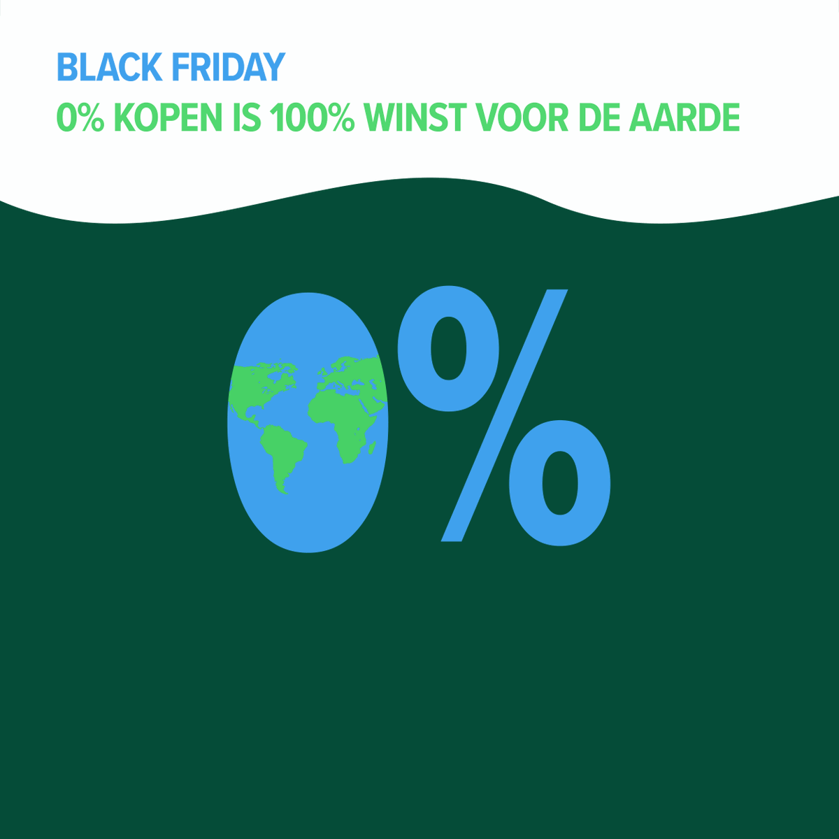 #BlackFriday? Denk twee keer na bij alle aanbiedingen voor kleding, elektronica en andere spullen. Heb je iets echt nodig? Ga dan voor tweedehands in plaats van nieuw. Dat scheelt grondstoffen, energie, water en afval. Want 0% kopen is 100% winst voor de aarde. #GreenFriday