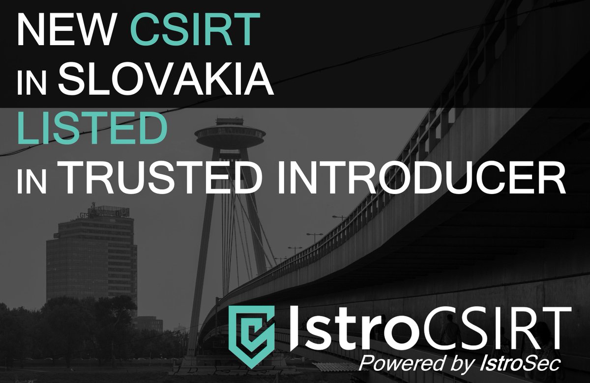 istrosec's tweet photo. Wherever we go, we establish a #CSIRT team there. Cooperation and info sharing is of utmost importance to us. Thank you @tfcsirt for listing our team in #trustedintroducer.
More info on IstroCSIRT: https://t.co/KY2K9eTAzh
#incidentresponse #digitalforensics https://t.co/c522YvKDse