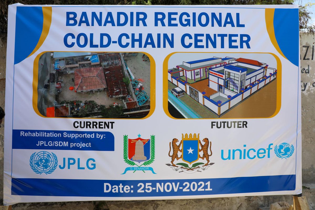 BRAHealth's tweet image. The Governor of Banadir region &amp;amp; Mayor of Mogadishu Mr.Omar Mohamud Mohamed @OFilish laid today the foundation stone for the renovation of the Banadir Regional Vaccination Cold Chain in collaboration with @unicefsomalia under #JPLG program. @MMCaddow @AbdikadirDalha @MoH_Somalia
