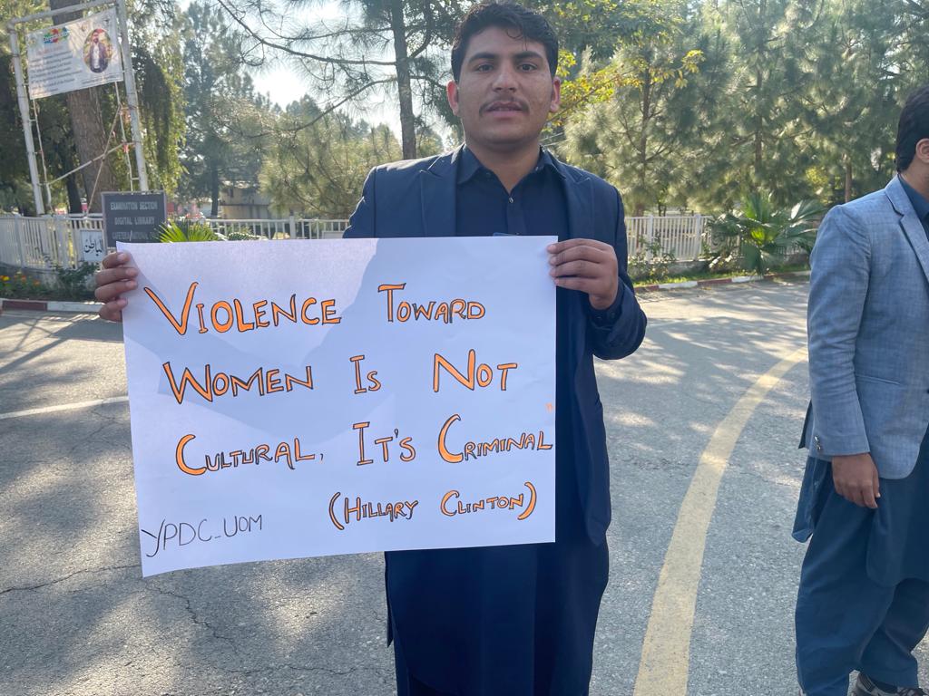 YPDC_MKD's tweet photo. YPDC,UoM Chapter in collaboration with Directorate of Students Societies, University of Malakand to  Commemorate International Day to Eliminate Violence Against Women. (Theme: Orange The  World,To End Violence Against Women).
#16DaysofActivism 
#women #stopvoilance https://t.co/9YA9btJGIG