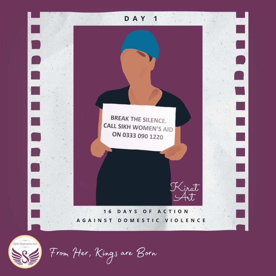 SikhWomensAid's tweet photo. Today is the International Day for the Elimination of Violence against Women &amp; Girls

#16Days 
#OrangeTheWorld 
#WhiteRibbon

For 16 days, we will be sharing anonymizes comments from our survey respondents. These are lived experiences of women from the Sikh/Panjabi Community. 1/2 https://t.co/bEmnpkY6Pr