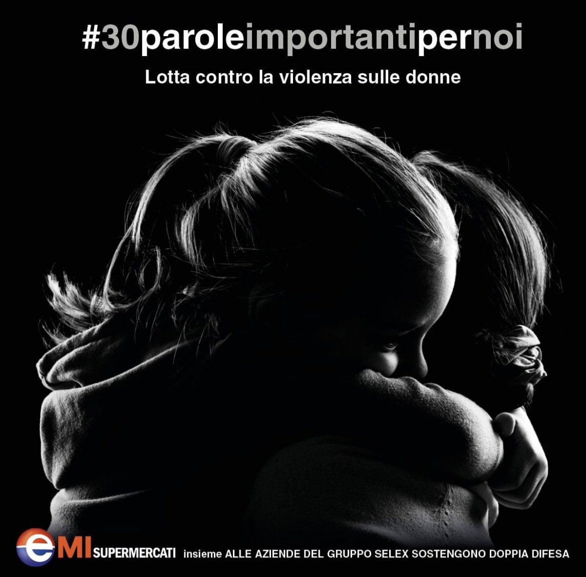 Giornata Mondiale contro la violenza sulle #donne,#EmiSupermercati insieme al Gruppo  @SELEX e a Bergner Group Italia a sostegno della <a href="/DoppiaDifesa/">Doppia Difesa Onlus</a> , danno vita a una mostra fotografica d’autore #30paroleimportantipernoi,