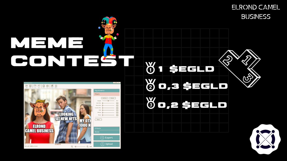 Even Businessmen can be funny sometimes 🤡
#CamelMemeContest : 
🥇1 $egld
🥈0.3 $egld
🥉0.2 $egld

📈Double your profits!📈 
If you hold a camel, you win twice as much🤑

The post that gets the most reactions on Discord will win! 
Ends in 10 days.

⬇️Rules in the comment below ⬇️