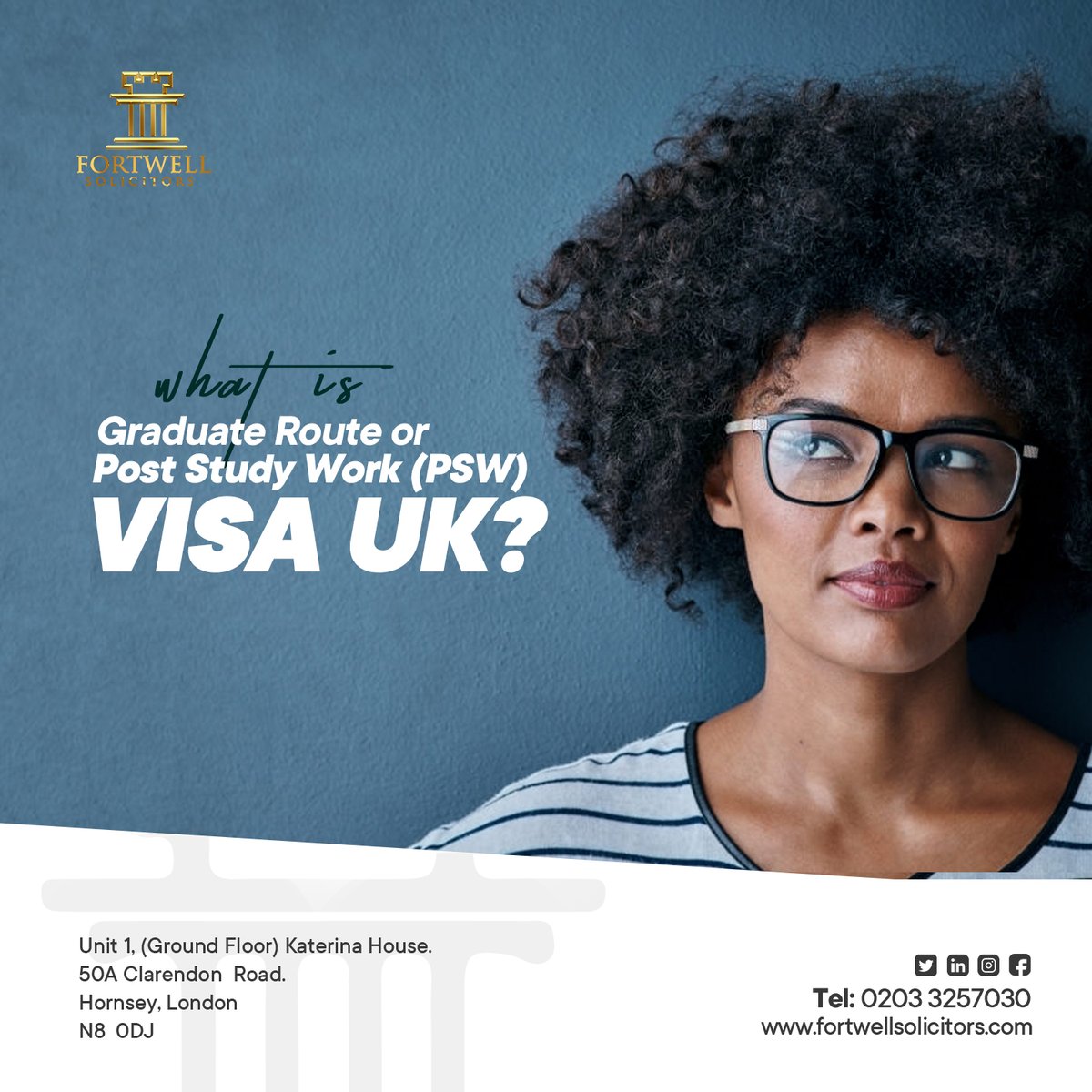 FortwellSolici's tweet photo. Graduates or Post Study Workers (PSWs) who have completed undergraduate degrees in the UK may be eligible to apply for a Post Study Work visa.
Contact us: 02033257030 or email enquiries@fortwellsolicitors.com
#GraduateVisa #immigrationlaw #settlementvisa #Startupvisa https://t.co/n0Xq76cymr