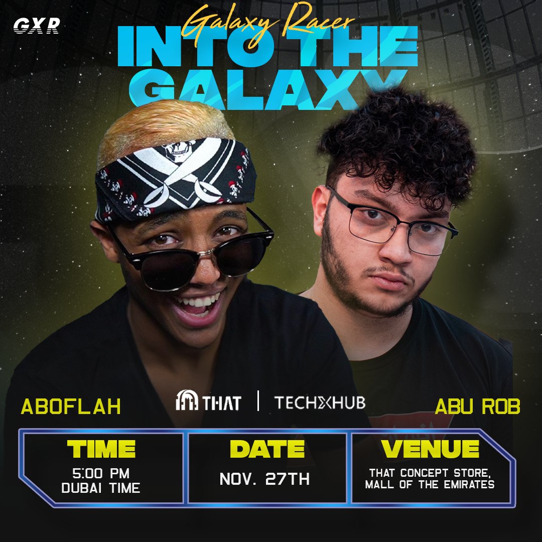 GalaxyRacerDxb's tweet photo. Ok, we know everyone's going to the event, but here is the real question - with which #GXR creator do you want to take the photo first? 🤔🤔🤔

Sign up: https://t.co/AVAAbtnUMi

🌌 #IntoTheGalaxy
🎫 Free entry
📍#ThatConceptStore
🗓️ November 27 2021
🕔 5 PM Dubai Time https://t.co/jyEigfrBUe