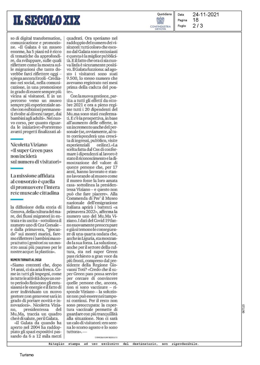 AditusCulture's tweet photo. #Digititalizzazione, #Innovazione, #Inclusione, #Sostenibilità: ecco le coordinate che @AditusCulture e @CNSNotify seguiranno per portare il @GalataMuseoMare nel Futuro. Leggi l'articolo de Il Secolo XIX 🔸 @ConfindustriaGe @ComunediGenova @MuMA_Genova @museitaliani https://t.co/SD6FRFZMVJ
